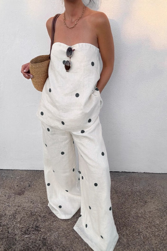 Ensemble deux pièces débardeur à pois en coton