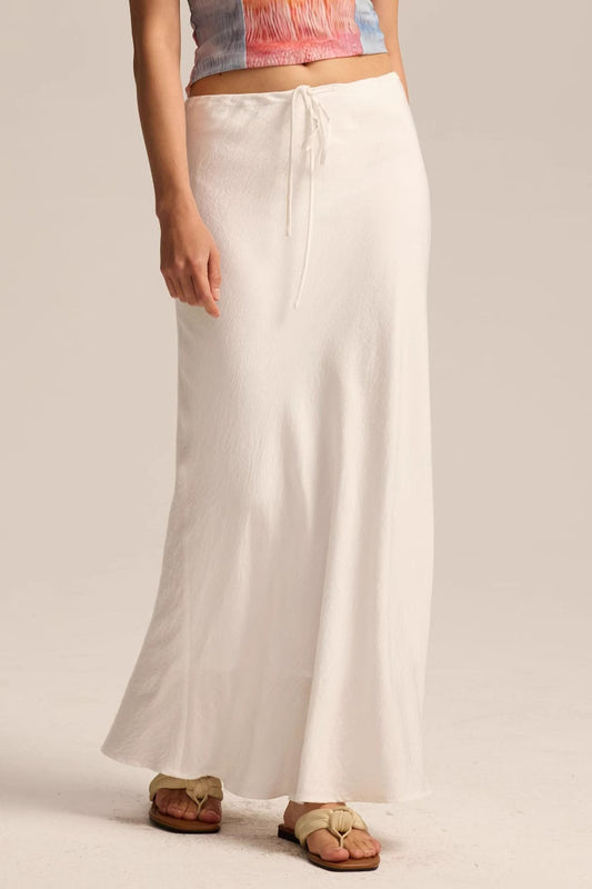 Jupe midi moulante taille haute à cordon de serrage