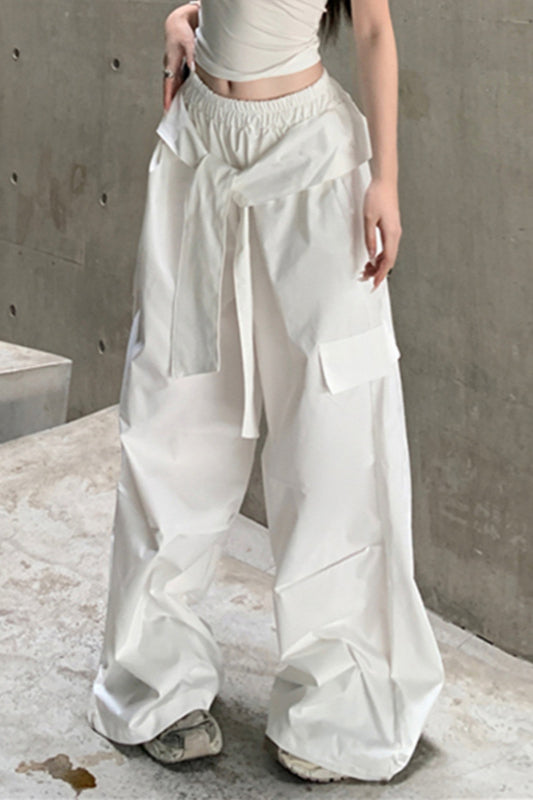 Pantalon cargo à cordon de serrage style urbain