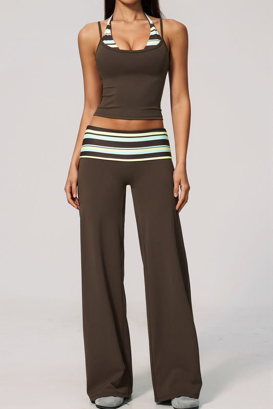 Stripe Printed Wide Leg Pants Set