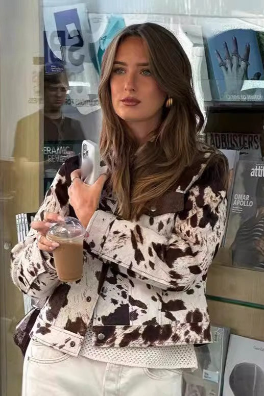 Manteau décontracté à col chemise imprimé