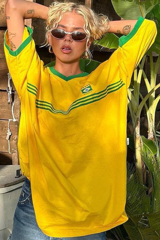 Hip Hop Crew Neck Letter Print Loose T-shirt