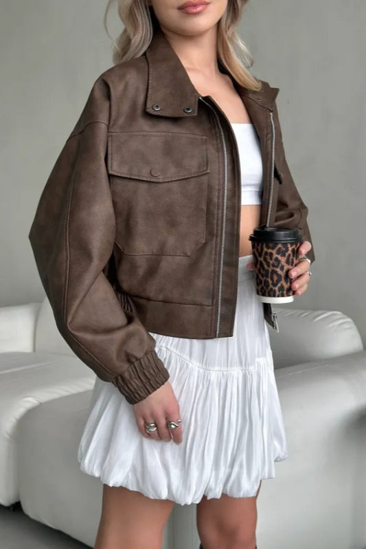 Manteau ouvert léger en PU