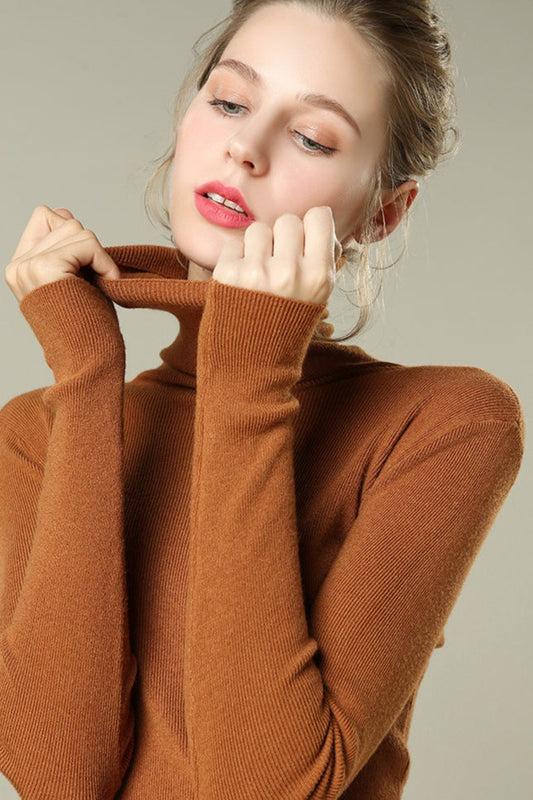Stacked Neck Lightweight Wool Knit Top