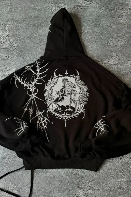 Sweat à capuche surdimensionné à imprimé rétro personnalisé