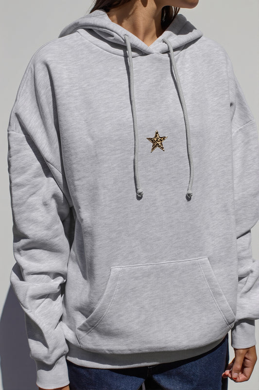 Leopard Star Patch Pullover Hoodie