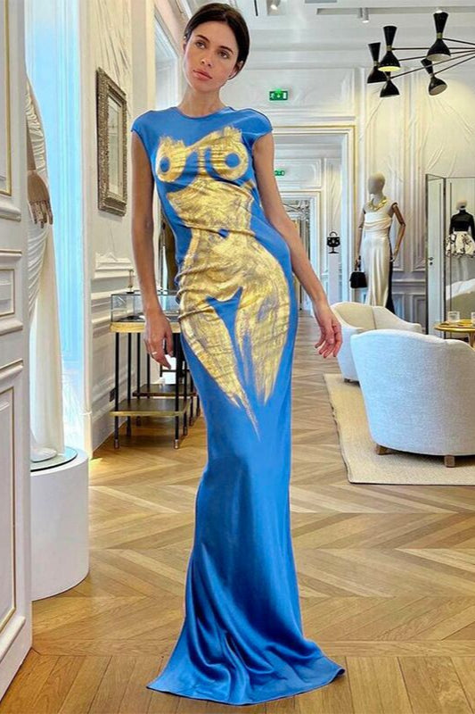 Robe de soirée dos nu imprimée en 3D