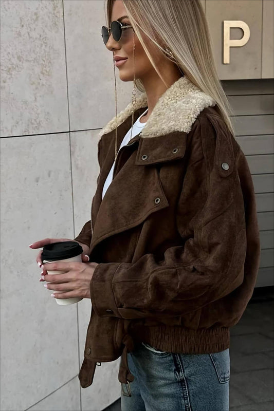 Veste oversize marron décontractée