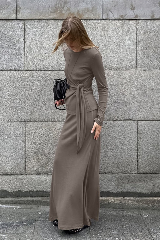 Ensemble deux pièces haut et jupe en tricot vintage