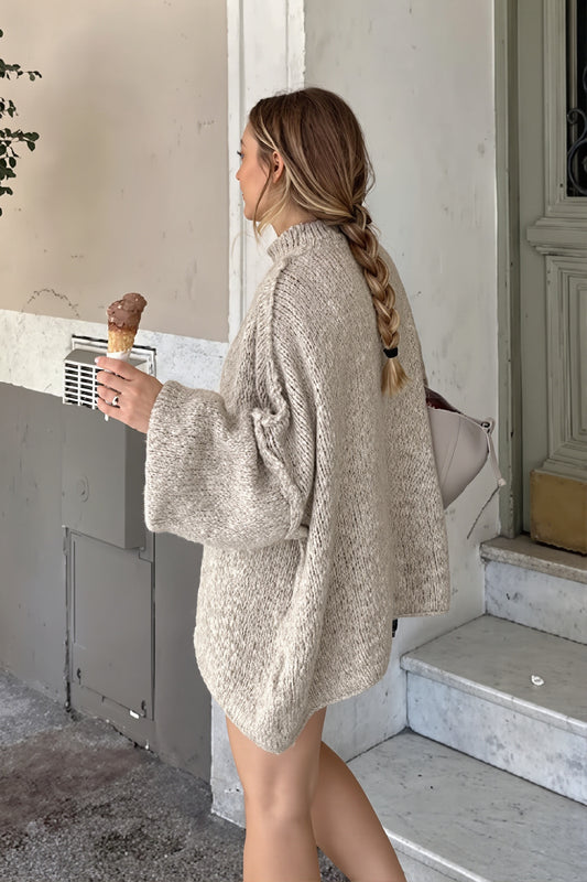 Mock Neck Oversized Longline Sweater