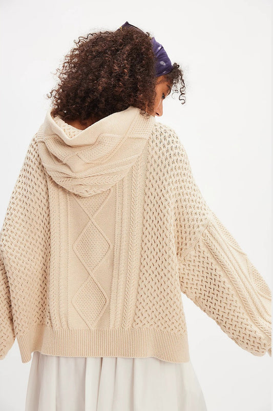 Pull à capuche décontracté vintage en tricot