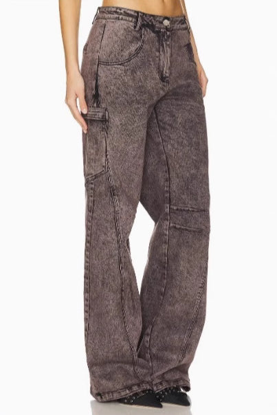 Jean ample et durable à jambe droite