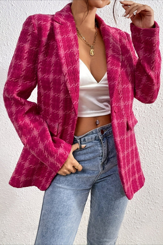 Red Plaid Elegant Blazer Coat Red / S coats