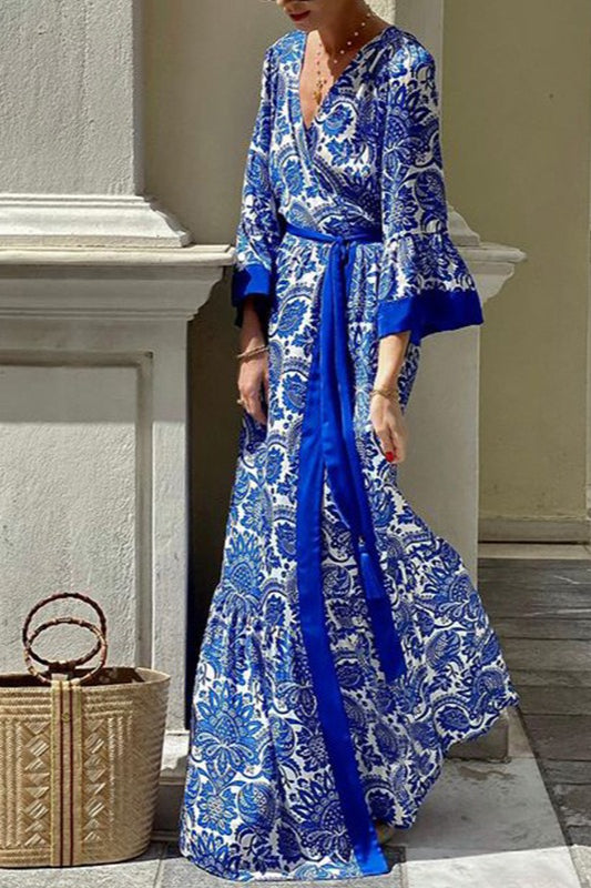 Robe longue à imprimé floral bohème