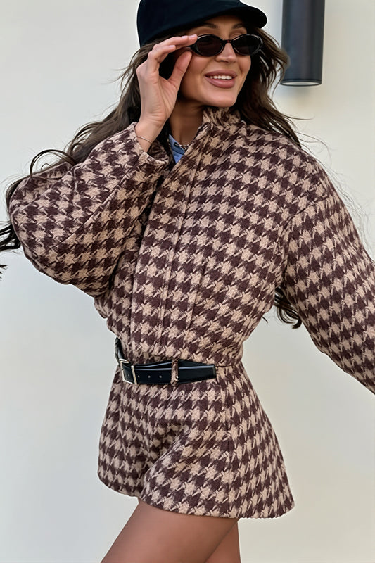 Houndstooth Zip Jacket Pants Set