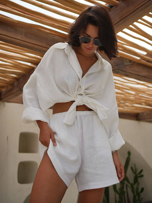 Ensemble chemisier et short à manches longues