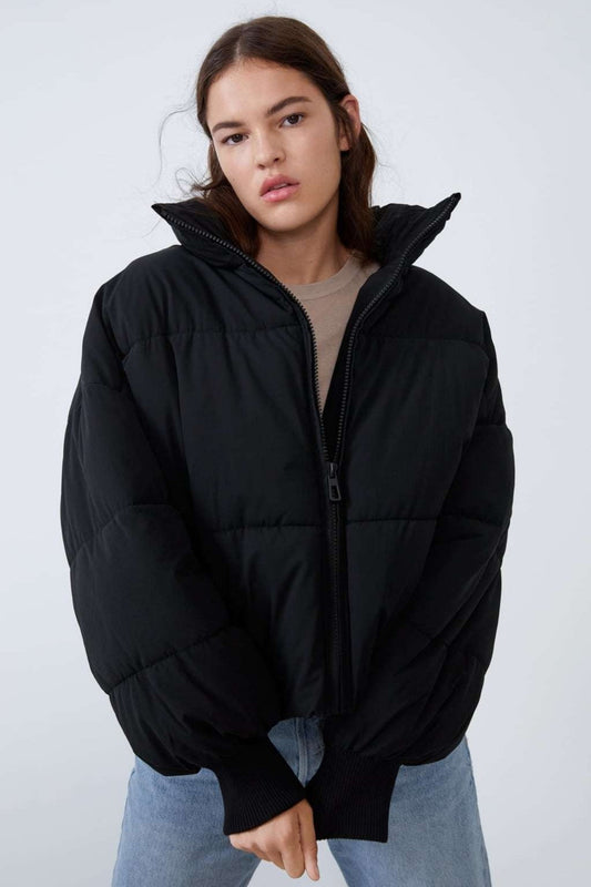 Casual Cropped Puffer Jacket S / Black