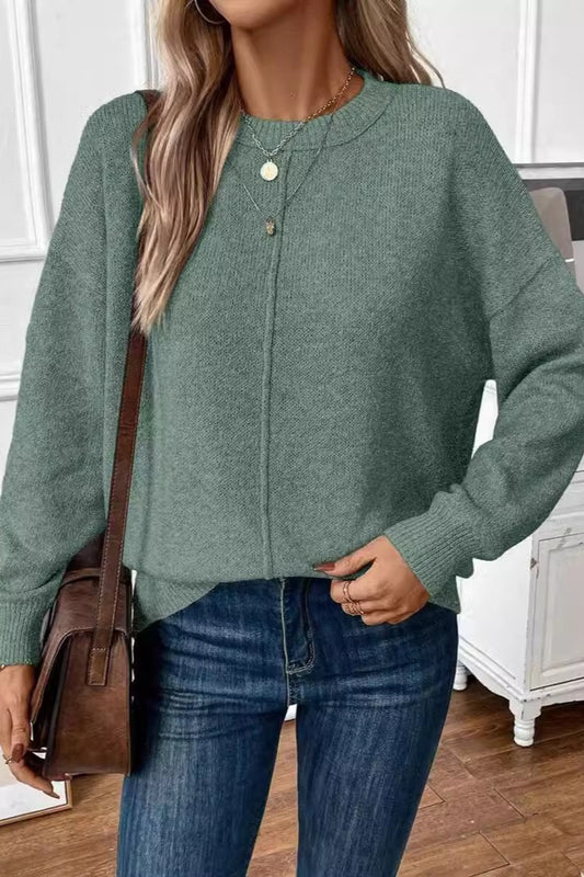 Classic Crew Neck Relaxed Knit Sweater