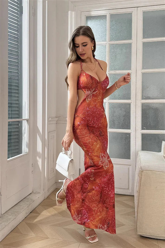 Robe à lacets à imprimé floral vintage