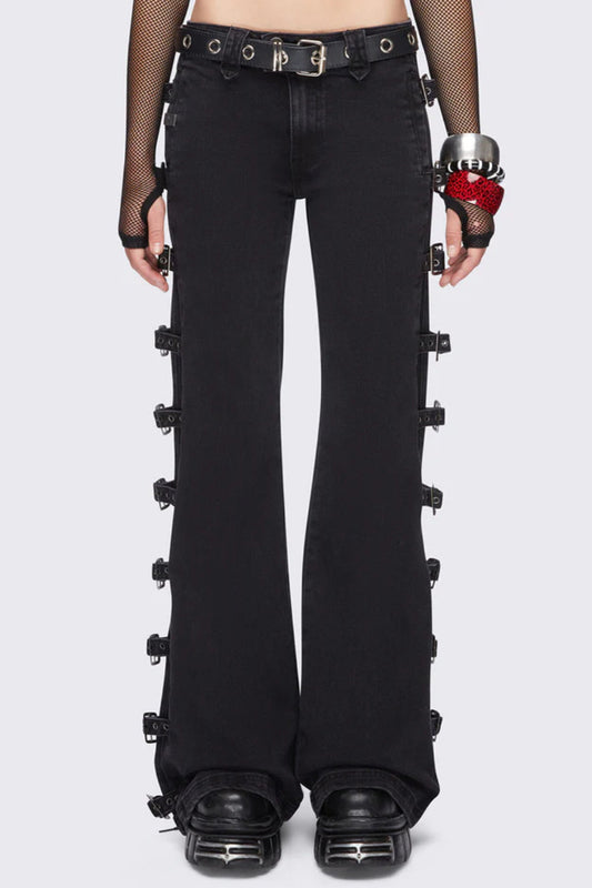 Jean évasé ajusté avec boucle Y2K