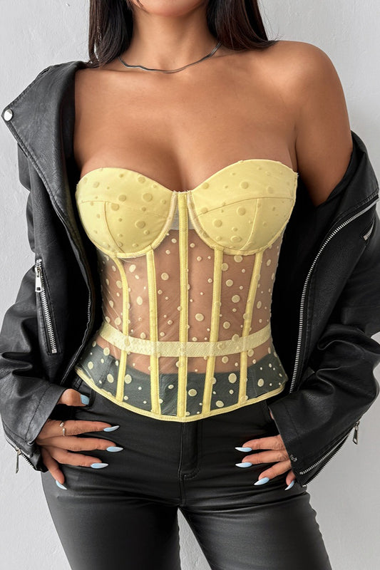 Corset bustier sans bretelles à pois