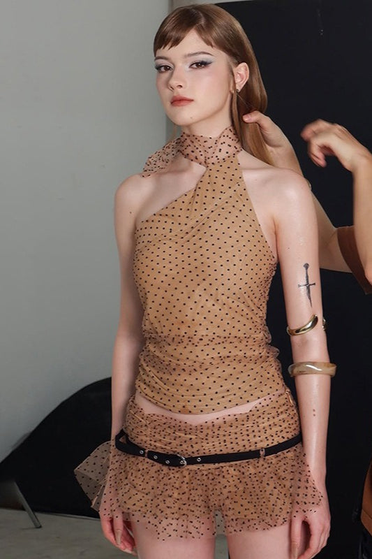 Ensemble deux pièces haut court dos nu uni