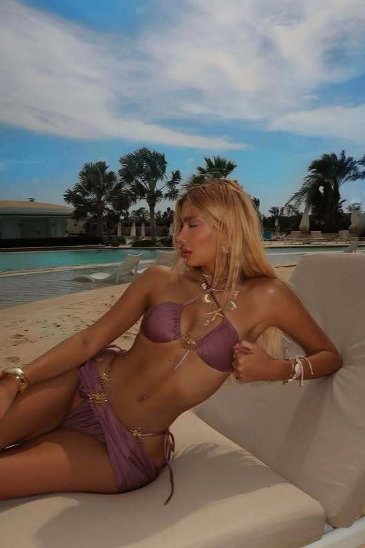 Ensemble bikini 3 pièces uni