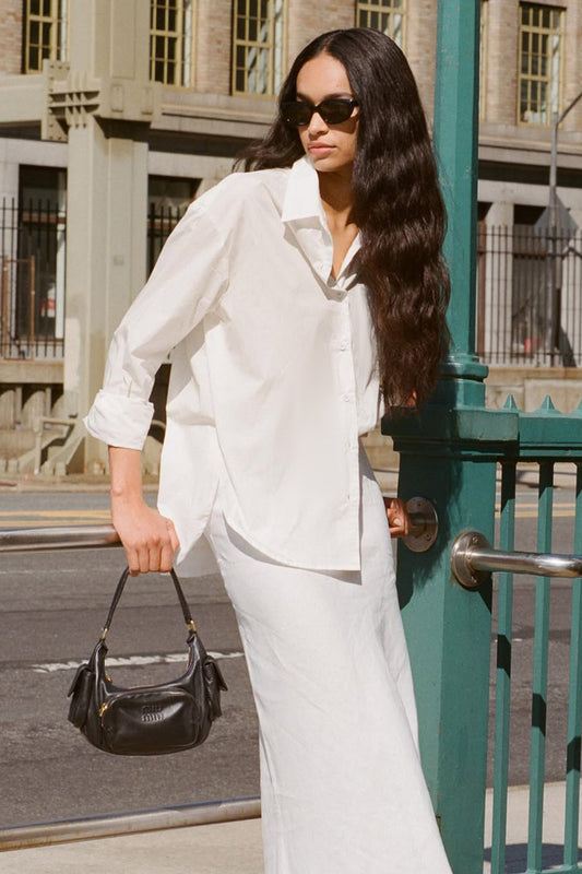 Chemisier ample à col boutonné en coton