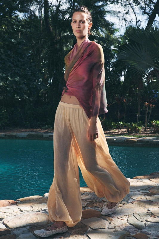 Pantalon de jogging plissé taille haute