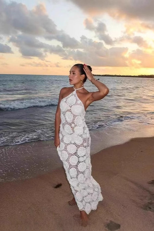 Robe moulante sirène à découpes en jacquard style bohème