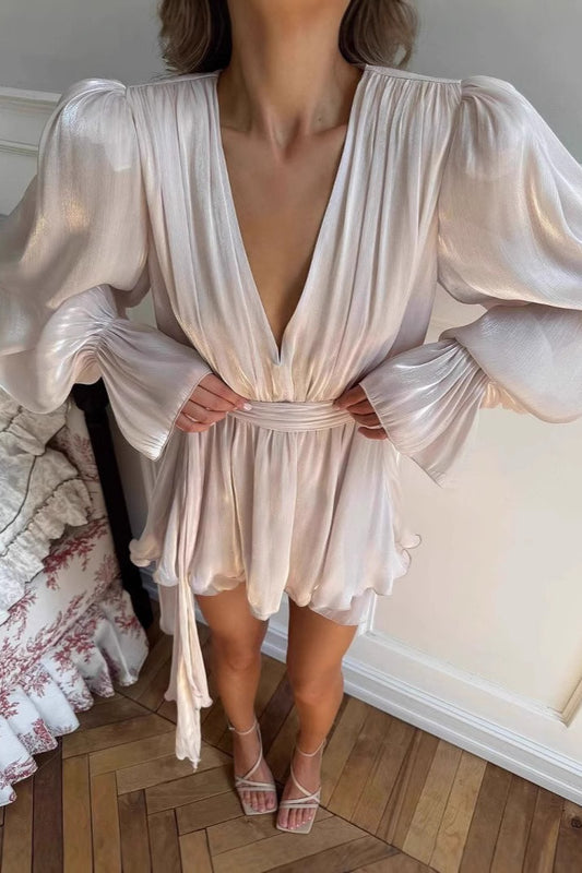 Robe bohème unie taille haute