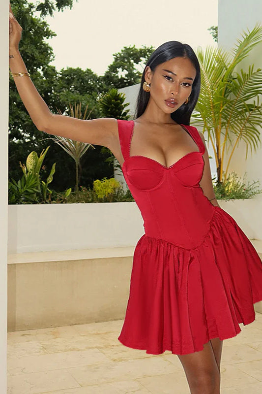 Robe de soirée trapèze en jacquard floral avec nœud et dos nu