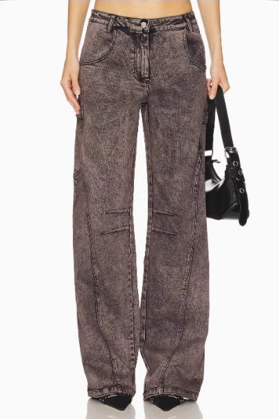 Jean ample et durable à jambe droite