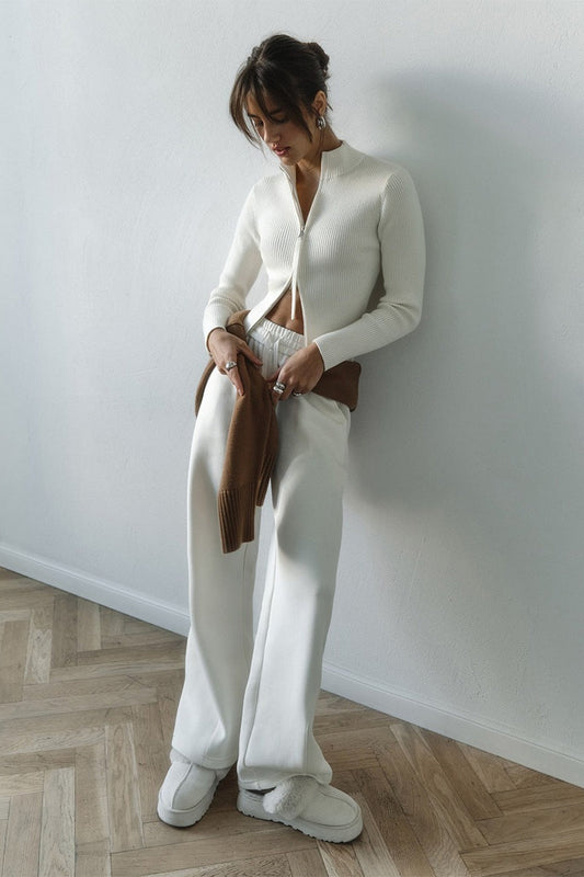 Chemisier en tricot à double fermeture éclair et col montant