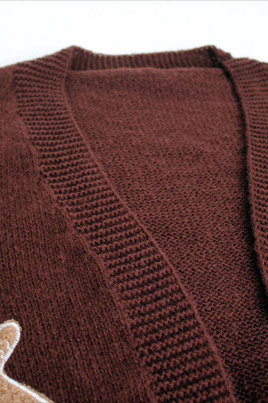 Cardigan court en tricot à motif de cookie