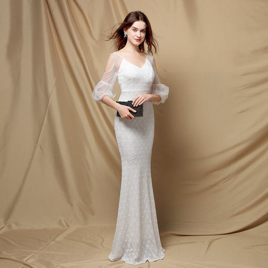 Quinn Sequin Scroll Charming Puff Sleeve Dress S.o. Long Dresses