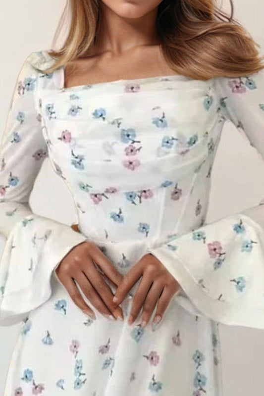 Robe de soirée unie à épaules dénudées et taille cintrée