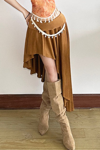 Jupe slim asymétrique imprimée