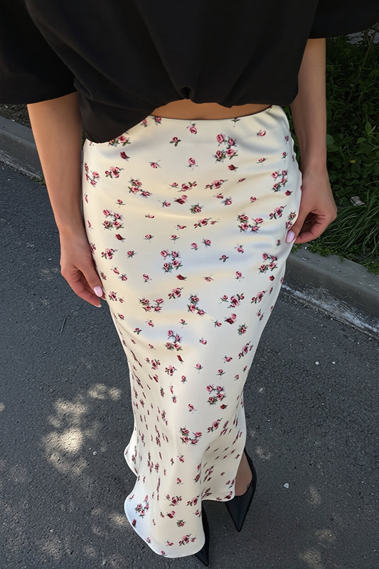 Ditsy Floral Print Bodycon Midi Skirt