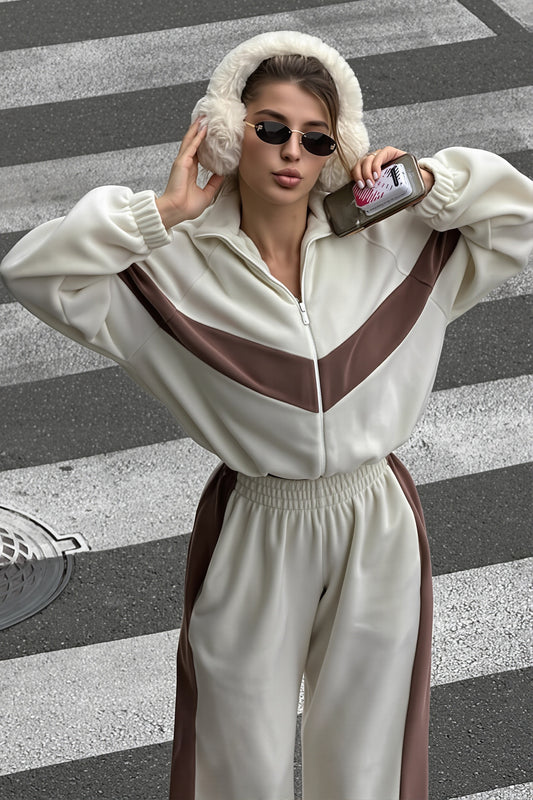 Colorblock Zip Jacket Pants Set