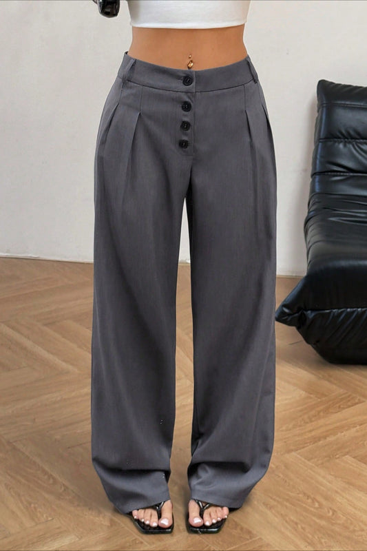 Chic Vintage Button Front Drape Pants