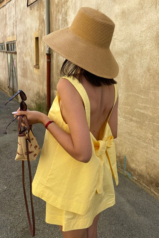 Off Shoulder Cami Tie Back Two Piece Set