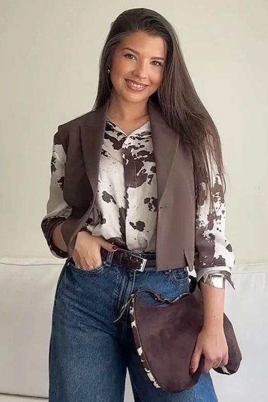 Chemisier oversize en satin à imprimé animalier