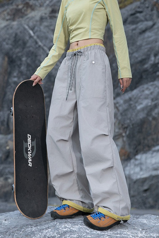 Quick Dry Cargo Wide Leg Cuffed Pants