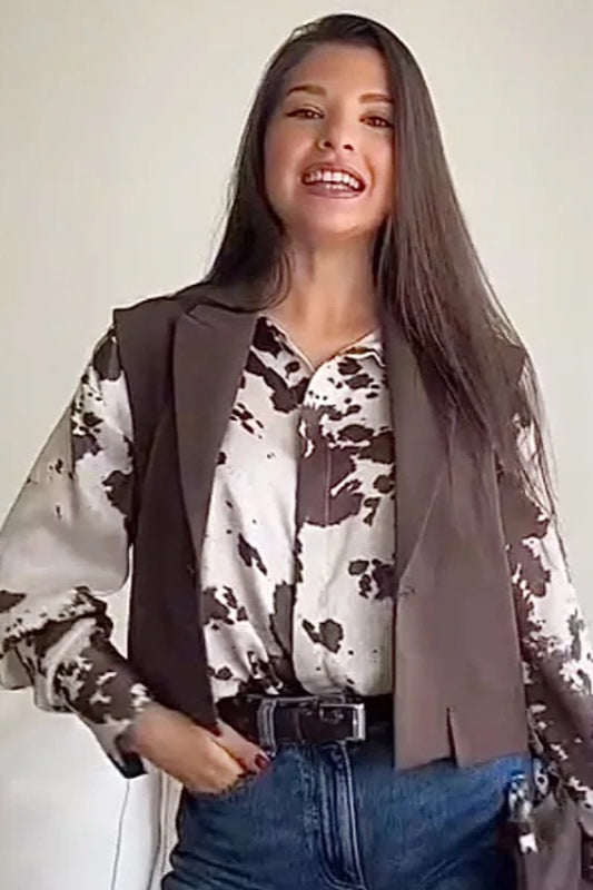 Chemisier oversize en satin à imprimé animalier