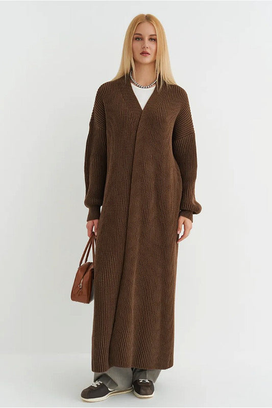 Oversized Long-Length Knit Cardigan