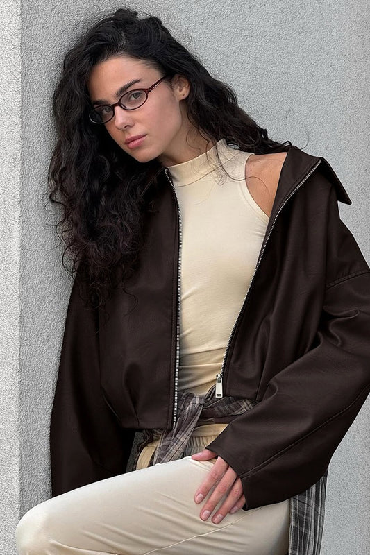 Veste style moto vintage en daim