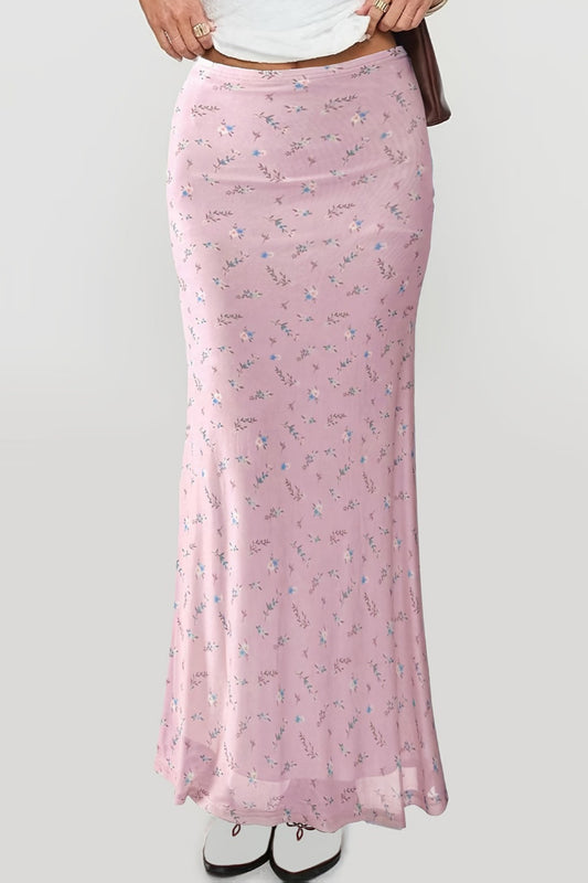 Jupe longue confortable à imprimé floral numérique