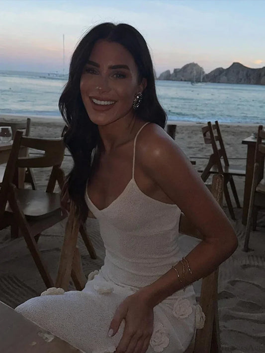 3D Flower V-neck Backless Lace-Up Maxi Floral Dress floraldress-250126