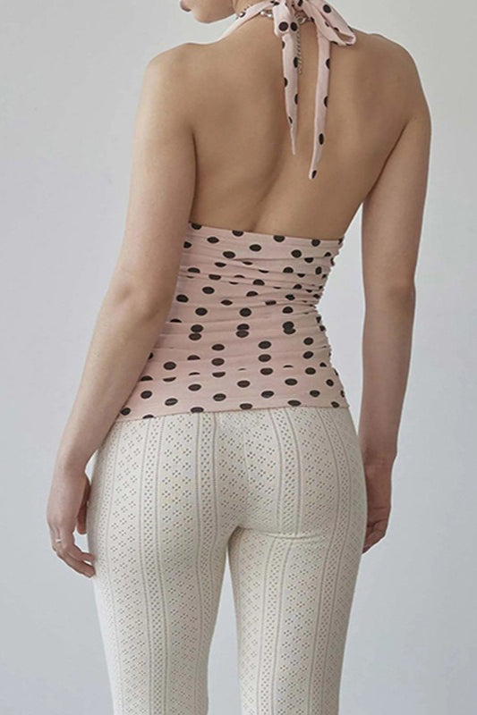 Blouse à pois et col en V